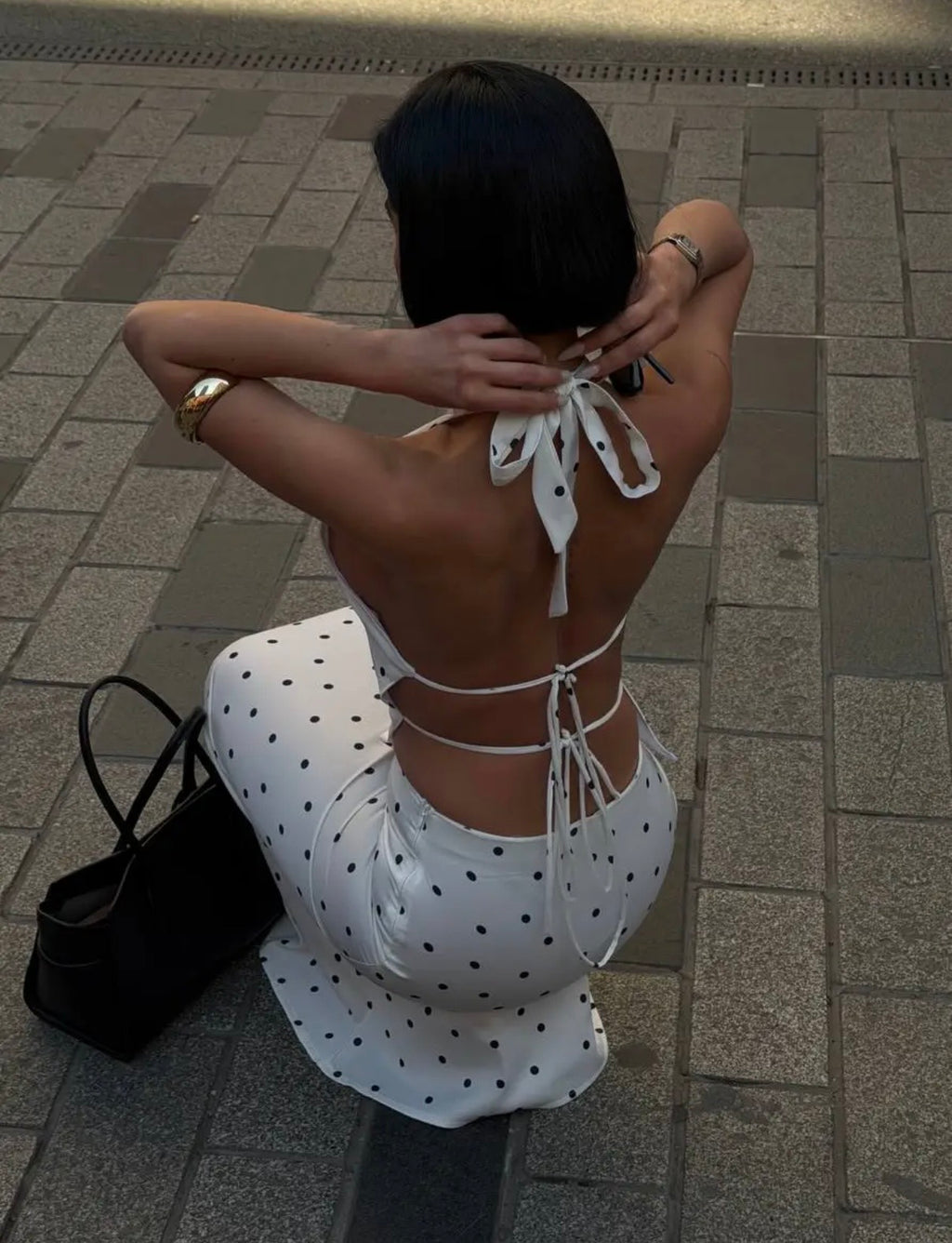 White in polka set