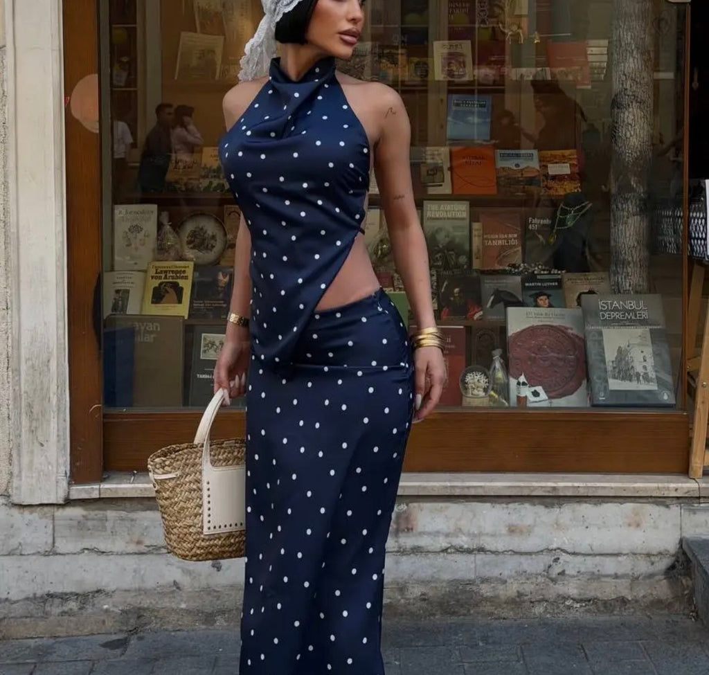 Blue in polka set