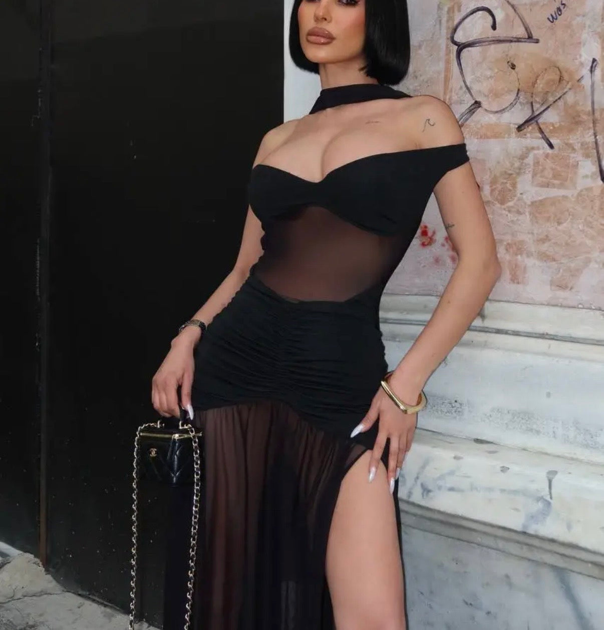 Her midnight maxi dress