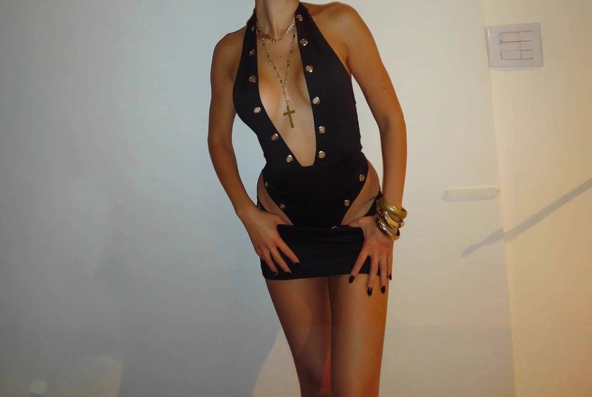 Herway sexy deep v -neck